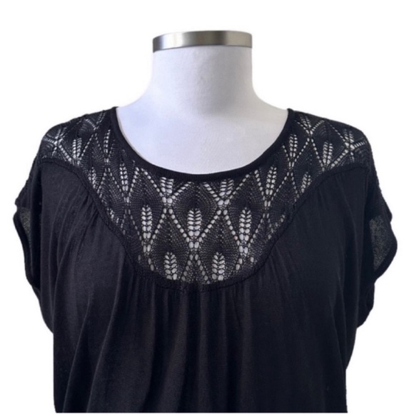 Bebe Black Short Sleeve Pointelle Knit Sweater Size Small - Picture 2 of 8